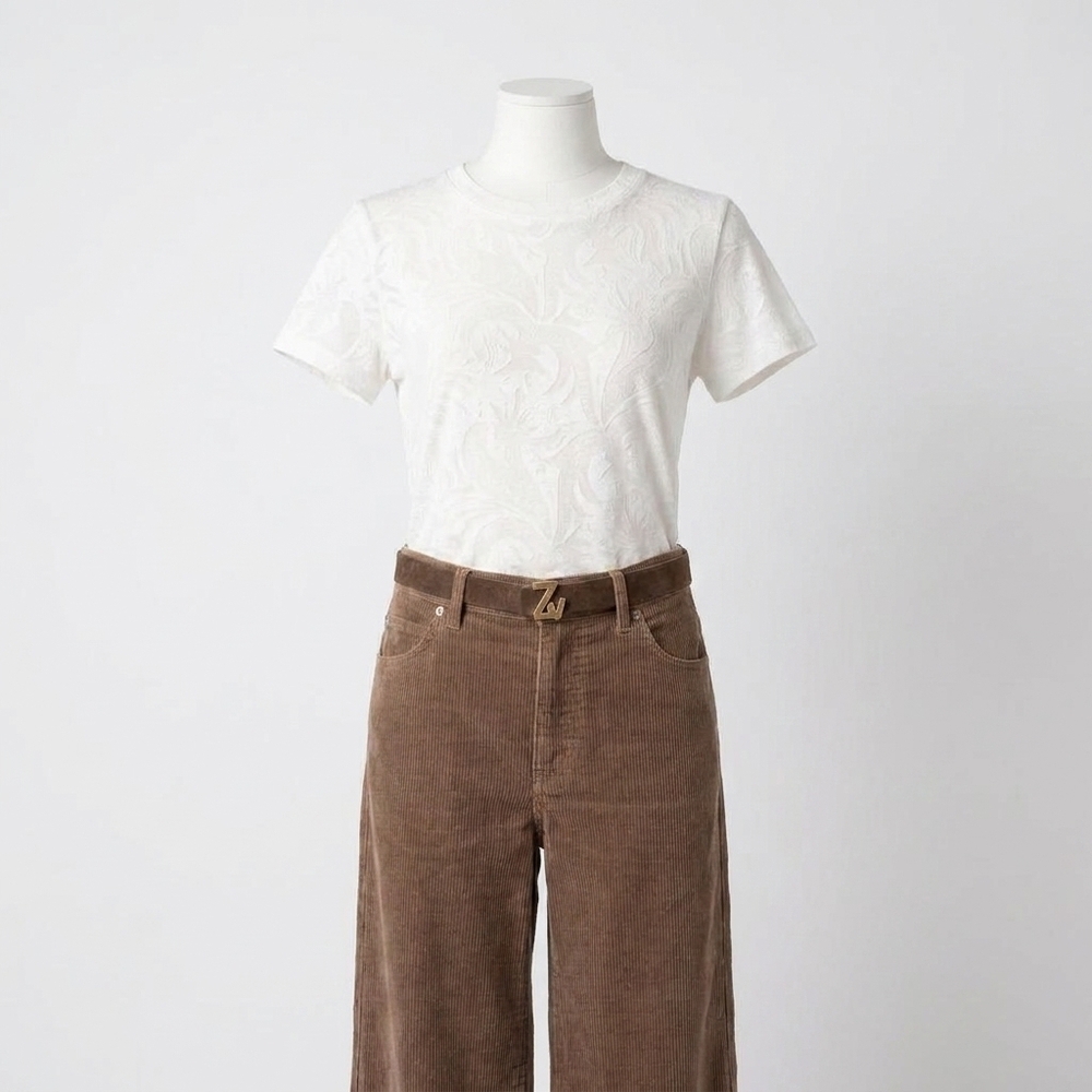 NEW ZADIG & VOLTAIRE alys t-shirt in judo white burnout print
